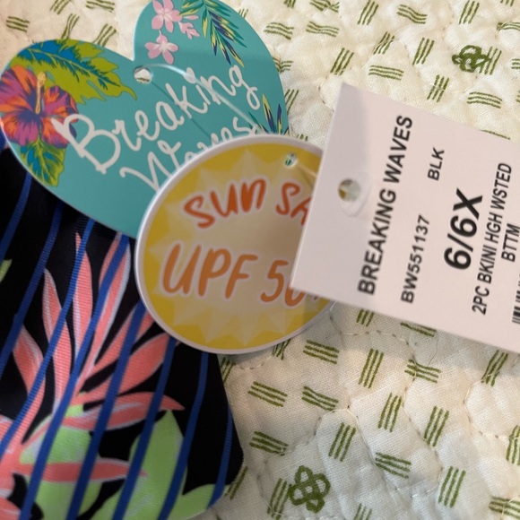 Breaking Waves Girl’s 2pc Bikini High Waisted Bottom  Swimsuit, Size 6/6X - Picture 4 of 11